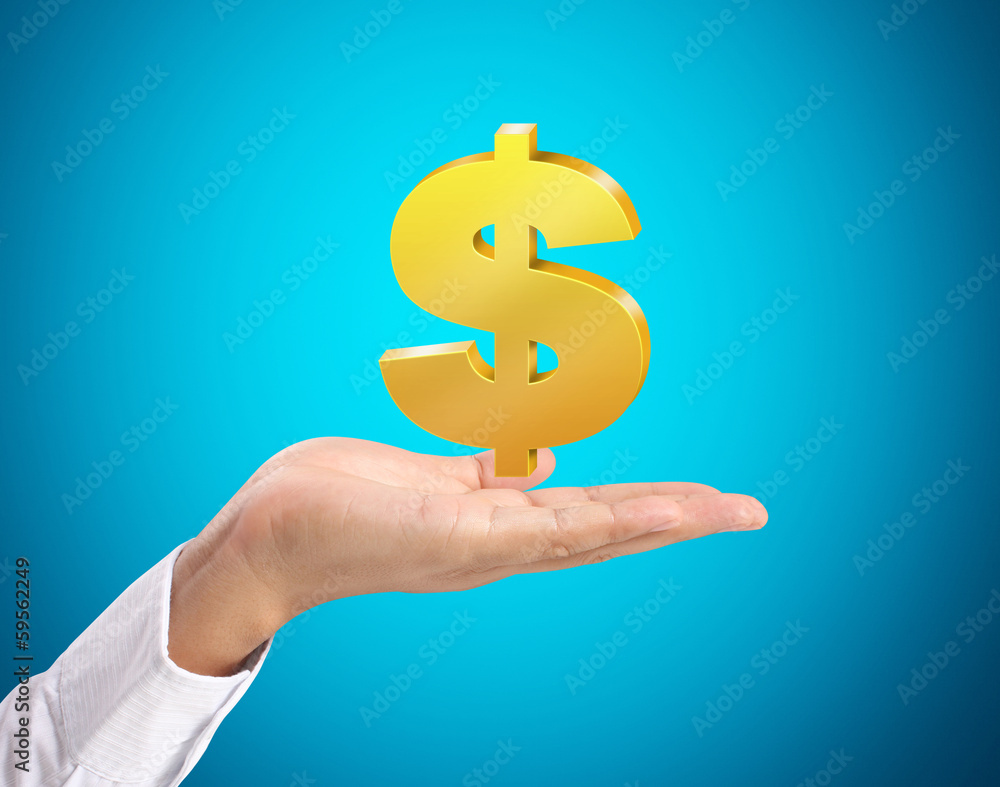 hand holding Golden dollar simbol hand holding Golden dollar simbol