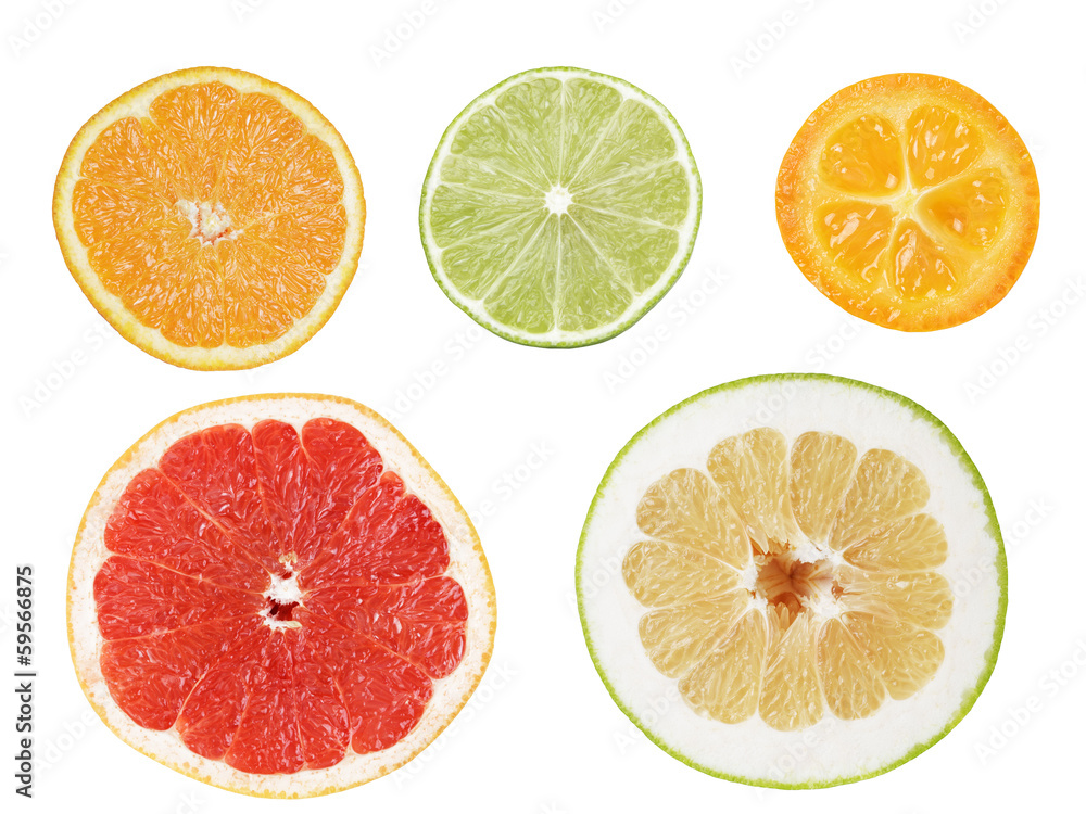 Set of cuts from citrus fruits Set of cuts from citrus fruits