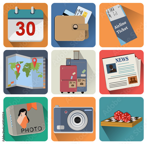 Flat icons for travel