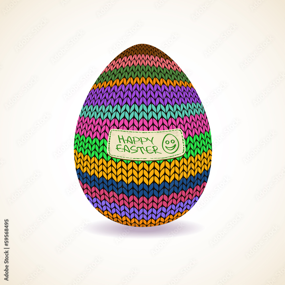 Easter greeting card with knitted egg Easter greeting card with knitted egg