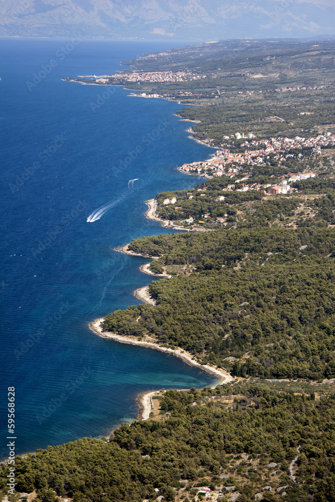 Sutivan, village on northwest of Brac Island, Croatia, aerial