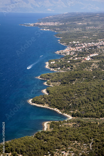 Fototapeta Naklejka Na Ścianę i Meble -  Sutivan, village on northwest of Brac Island, Croatia, aerial