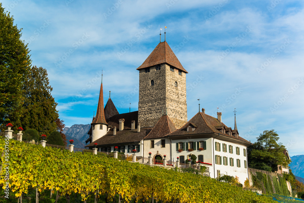 Obraz premium Spiez Castle Jungfrau region, Canton Bern, Switzerland