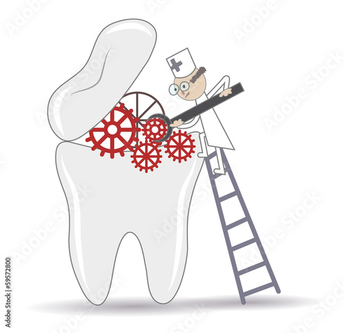 Abstract Tooth treatment procedure, dental concept