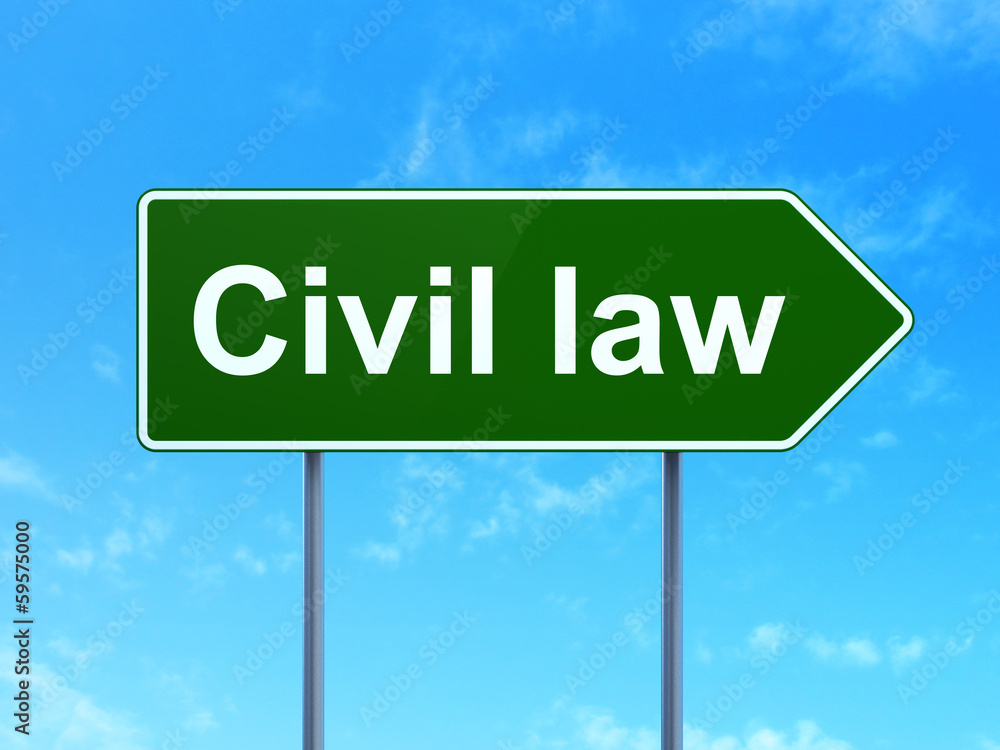 Law concept: Civil Law on road sign background Law concept: Civil Law on road sign background