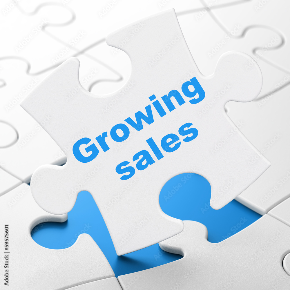 Business concept: Growing Sales on puzzle background Business concept: Growing Sales on puzzle background
