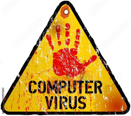 computer virus alert sign, vector illustration