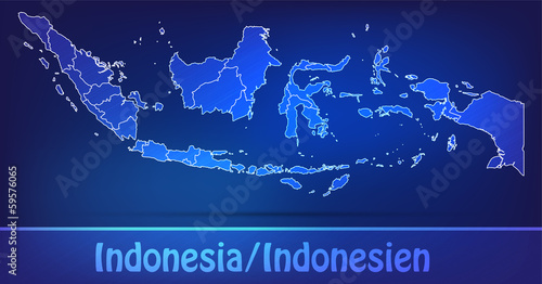 Grenzkarte von Indonesien mit Grenzen in einfarbig Scribble