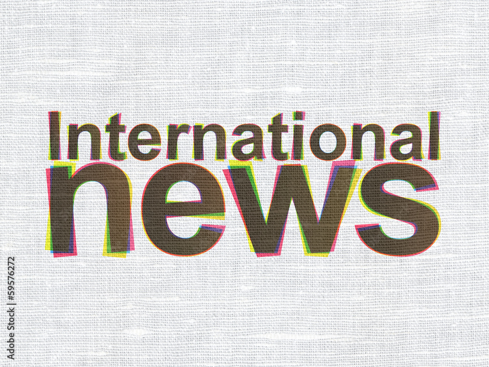 News concept: International News on fabric texture background News concept: International News on fabric texture background