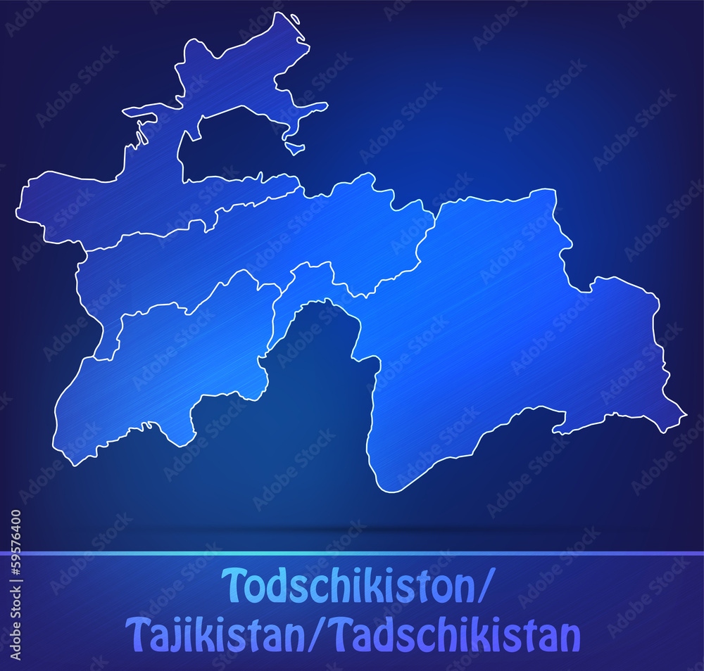 Grenzkarte von Tadschikistan mit Grenzen in einfarbig Scribble Grenzkarte von Tadschikistan mit Grenzen in einfarbig Scribble