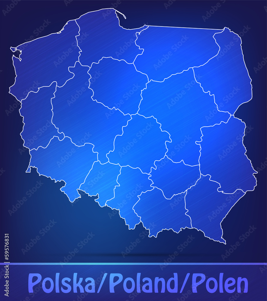 Grenzkarte von Polen mit Grenzen in einfarbig Scribble