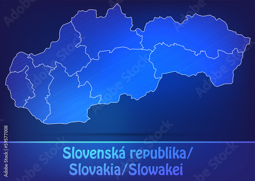 Grenzkarte von Slowakei mit Grenzen in einfarbig Scribble