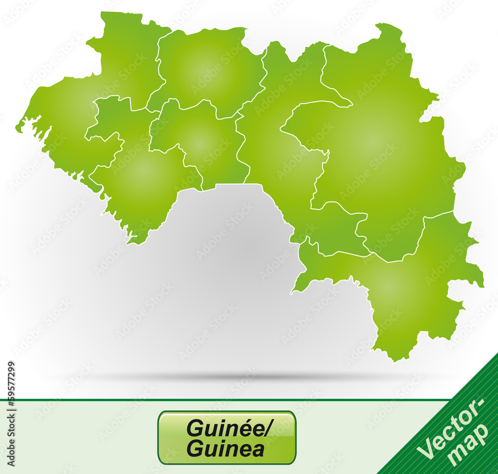 Grenzkarte von Guinea mit Grenzen in Grün