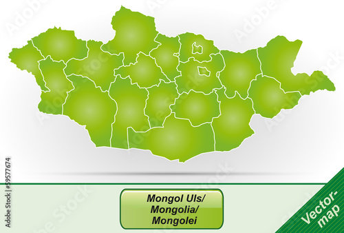 Grenzkarte von Mongolei mit Grenzen in Grün