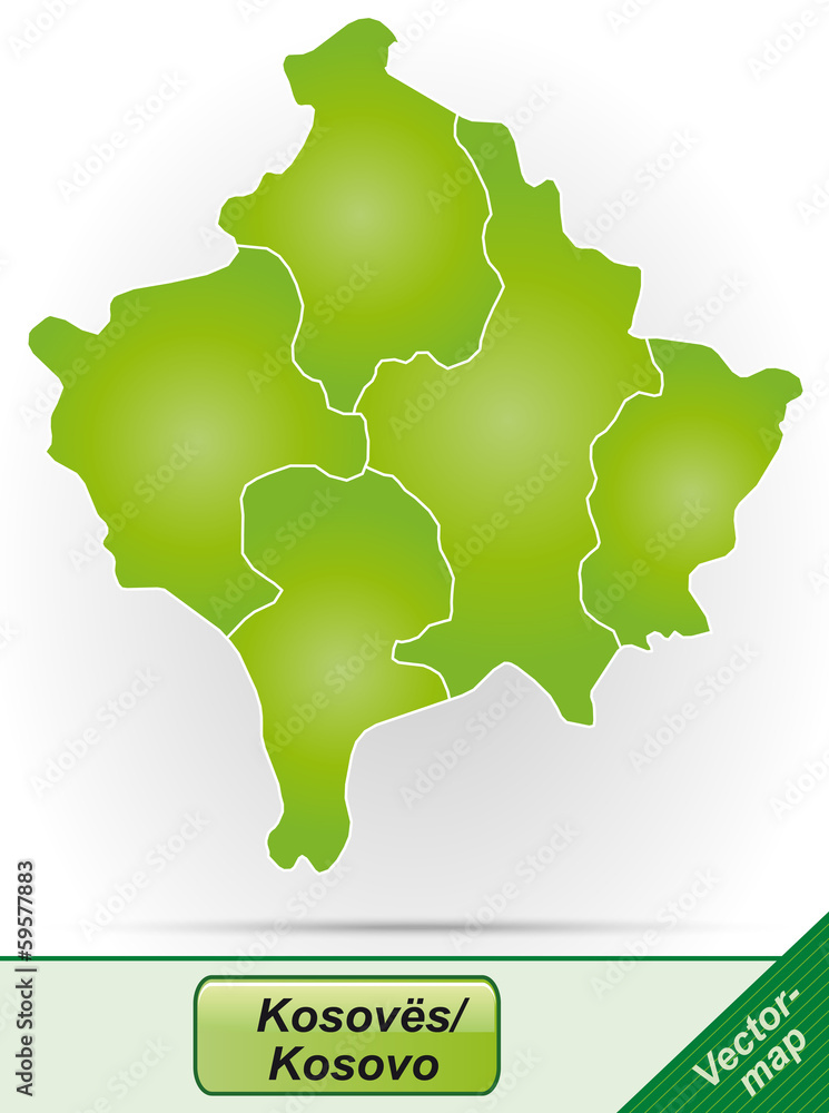 Grenzkarte von Kosovo mit Grenzen in Grün