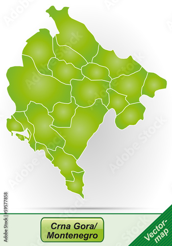 Grenzkarte von Montenegro mit Grenzen in Grün