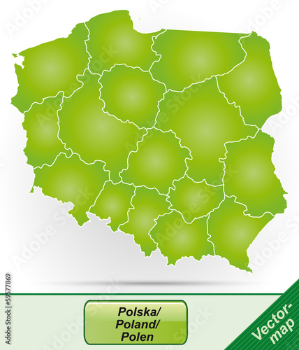 Grenzkarte von Polen mit Grenzen in Grün