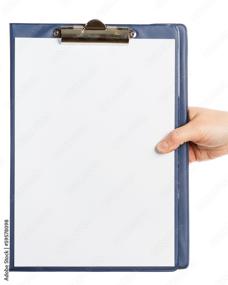 Hand holding clipboard Hand holding clipboard