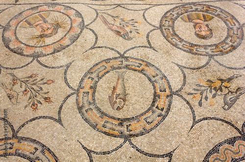 Ancient Floor Mosaic in the Basilica of Aquileia, Italy