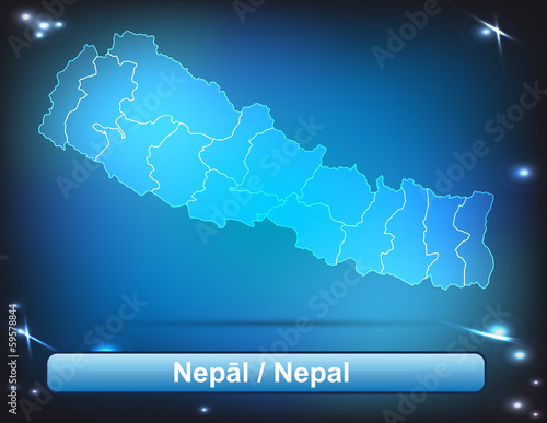 Nepal mit Grenzen in leuchtend einfarbig