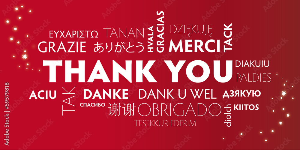 Thank You multilingual, red Thank You multilingual, red