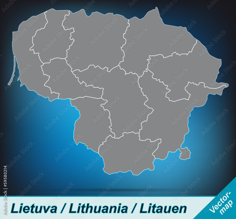 Litauen mit Grenzen in leuchtend grau