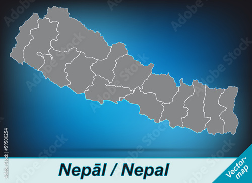 Nepal mit Grenzen in leuchtend grau