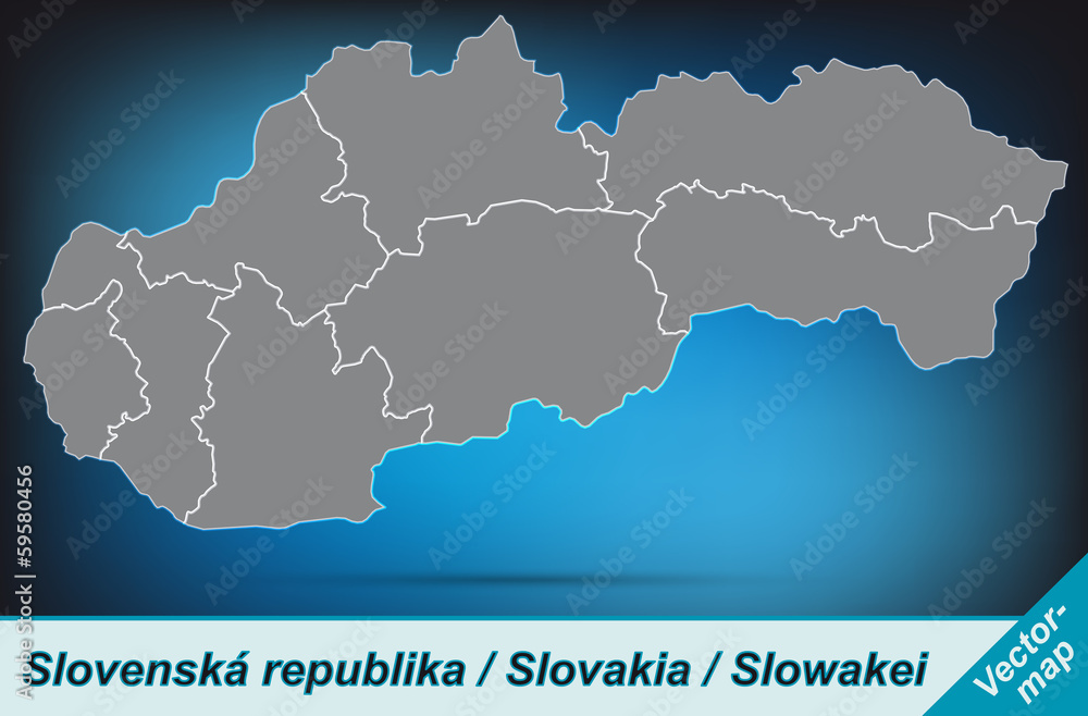 Slowakei mit Grenzen in leuchtend grau