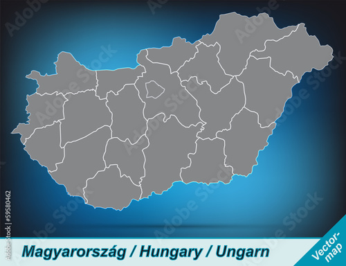 Ungarn mit Grenzen in leuchtend grau