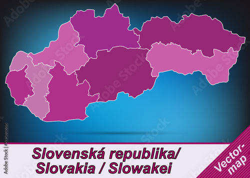 Grenzkarte von Slowakei mit Grenzen in Violett