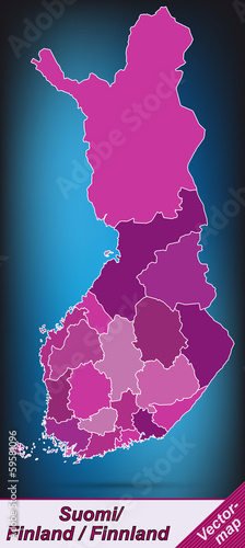 Grenzkarte von Finnland mit Grenzen in Violett photo