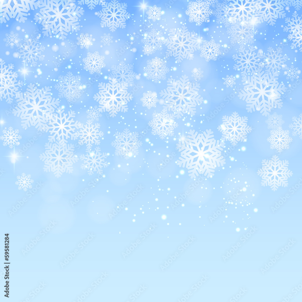 Blue christmas background with snowflakes vector