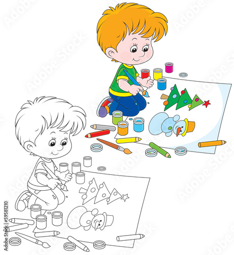 Boy drawing a picture