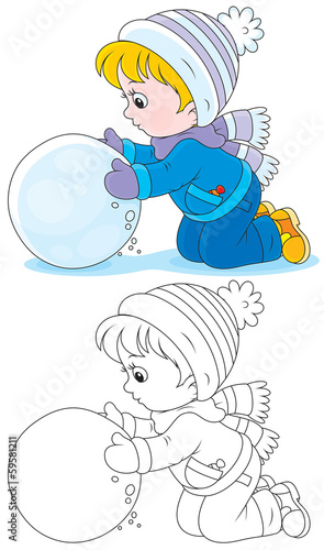 Child with a snowball