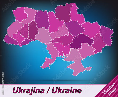 Grenzkarte von Ukraine mit Grenzen in Violett