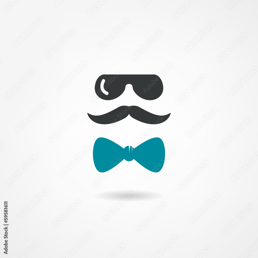 Glasses, mustache and a bow tie Glasses, mustache and a bow tie