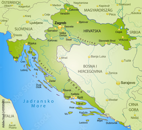 Kroatien als Übersichtskarte in Grün photo
