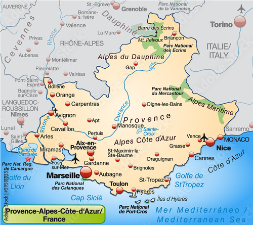 Provence-Alpes-Côte-d-Azur als Übersichtskarte photo