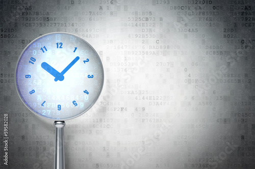 Wallpaper Mural Timeline concept: Clock with optical glass on digital background Torontodigital.ca