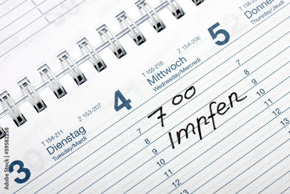 Impftermin im Kalender vermermerkt Impftermin im Kalender vermermerkt