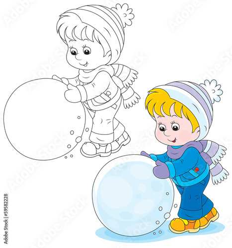 Child with a big snowball