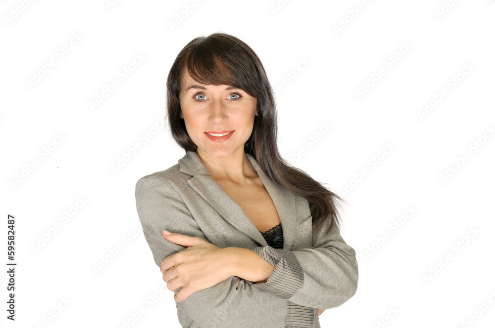 Business woman standing portrait isolated Business woman standing portrait isolated
