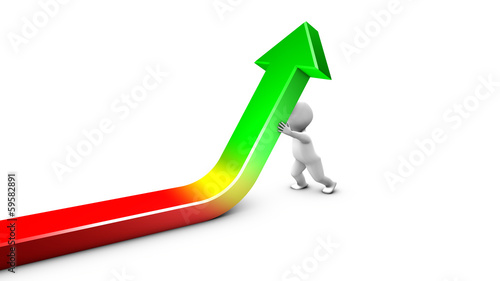 Fotografie Face to a crisis, a character straightens up a financial curve