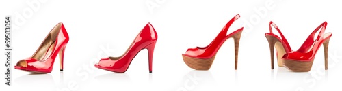 Red high heel shoes