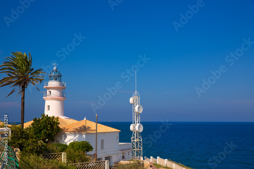 Cullera lighthouse in Valencia at Mediterranean sea