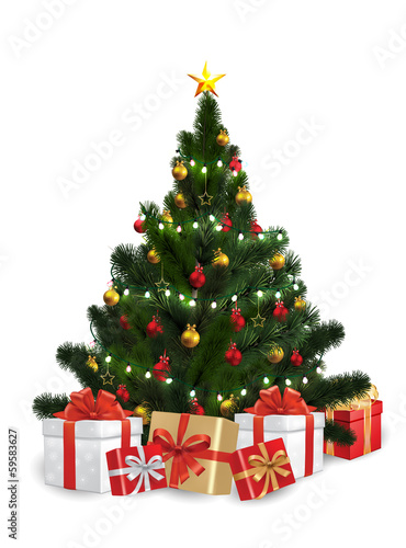 Vector of Christmas Tree with String Lights