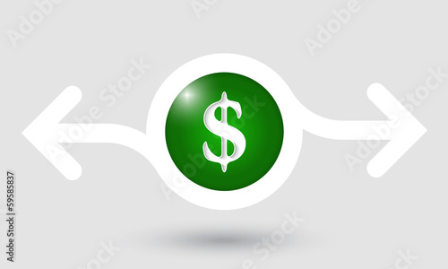 abstract frame with two arrows and dollar sign