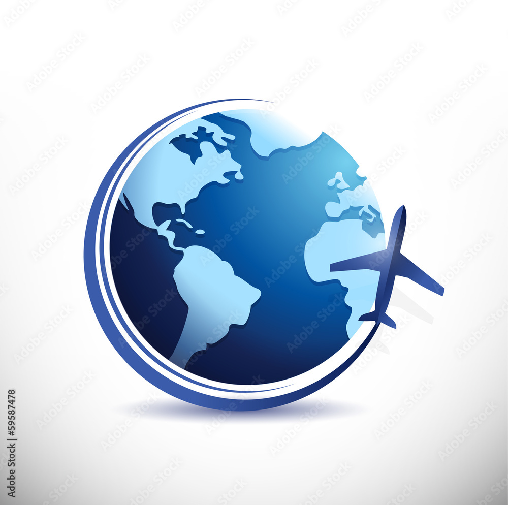 Naklejka premium globe and plane illustration design