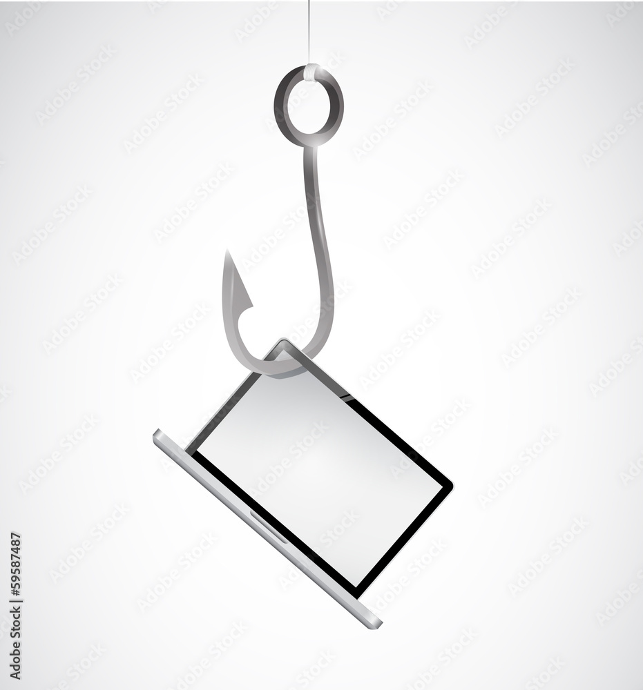 hook and laptop illustration design hook and laptop illustration design