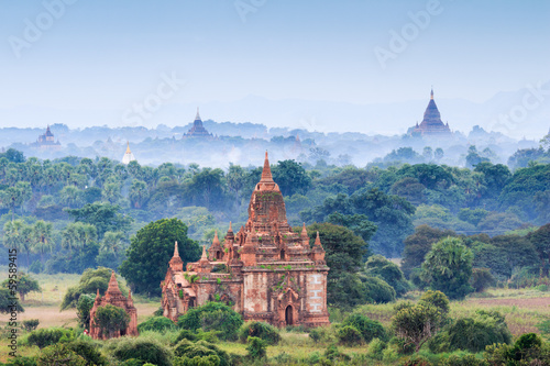 The Temples of bagan at sunrise  Bagan  Myanmar